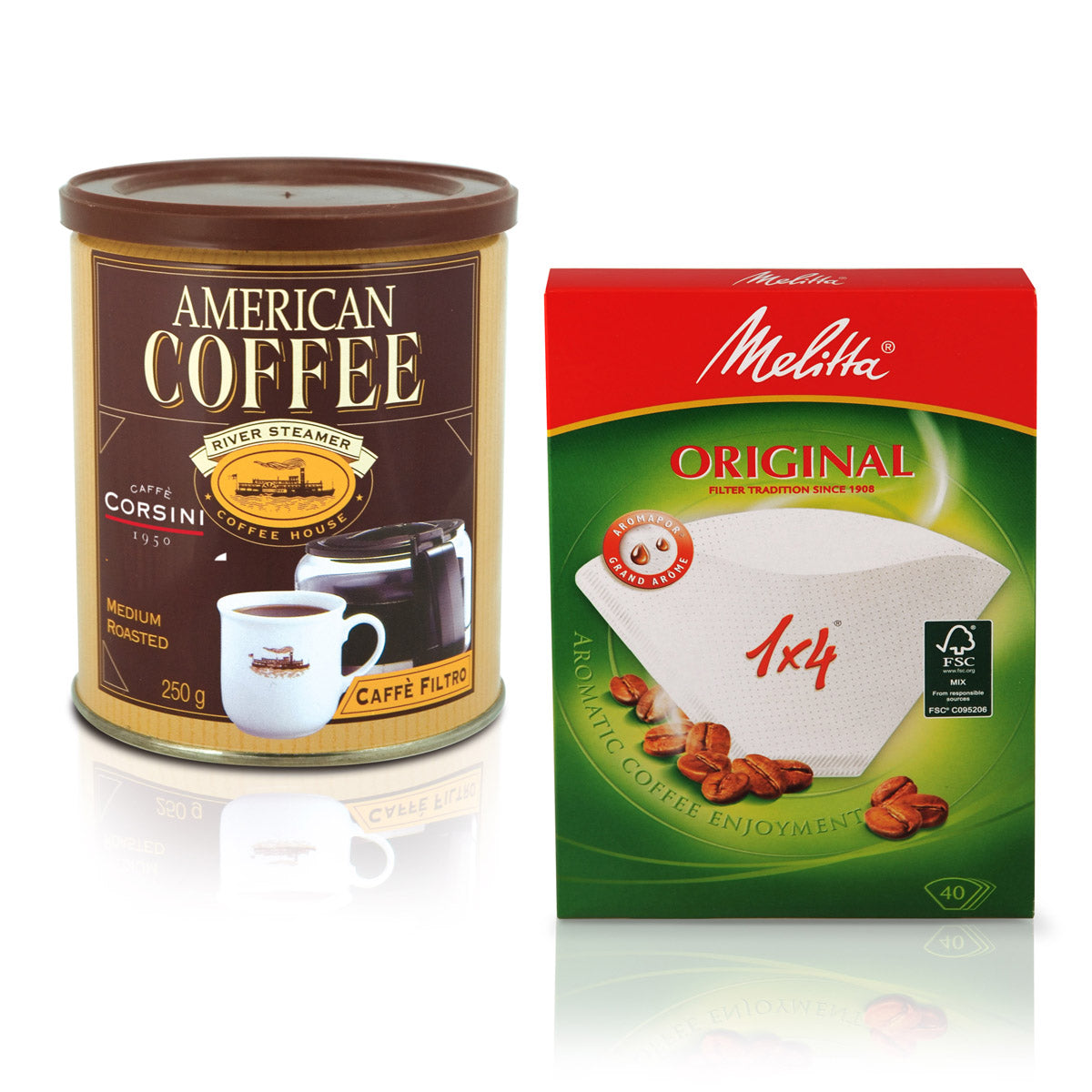 caff-corsini-american-coffee-bo-te-m-tal-250-g-40-filtres-papier-melitta-1x4 image 1