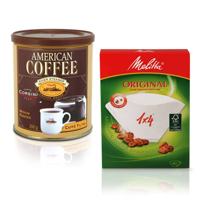 caff-corsini-american-coffee-bo-te-m-tal-250-g-40-filtres-papier-melitta-1x4 image 1