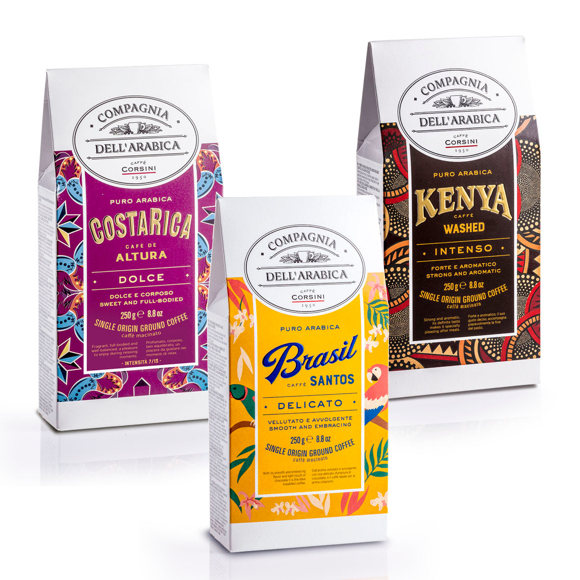 caff-corsini-compagnia-dell-arabica-trio-de-caf-s-moulus-costa-rica-br-sil-kenya image 2
