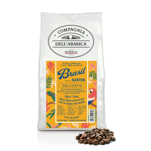 caff-corsini-compagnia-dell-arabica-caf-en-grains-brasil-santos-100-arabica-250g image 1