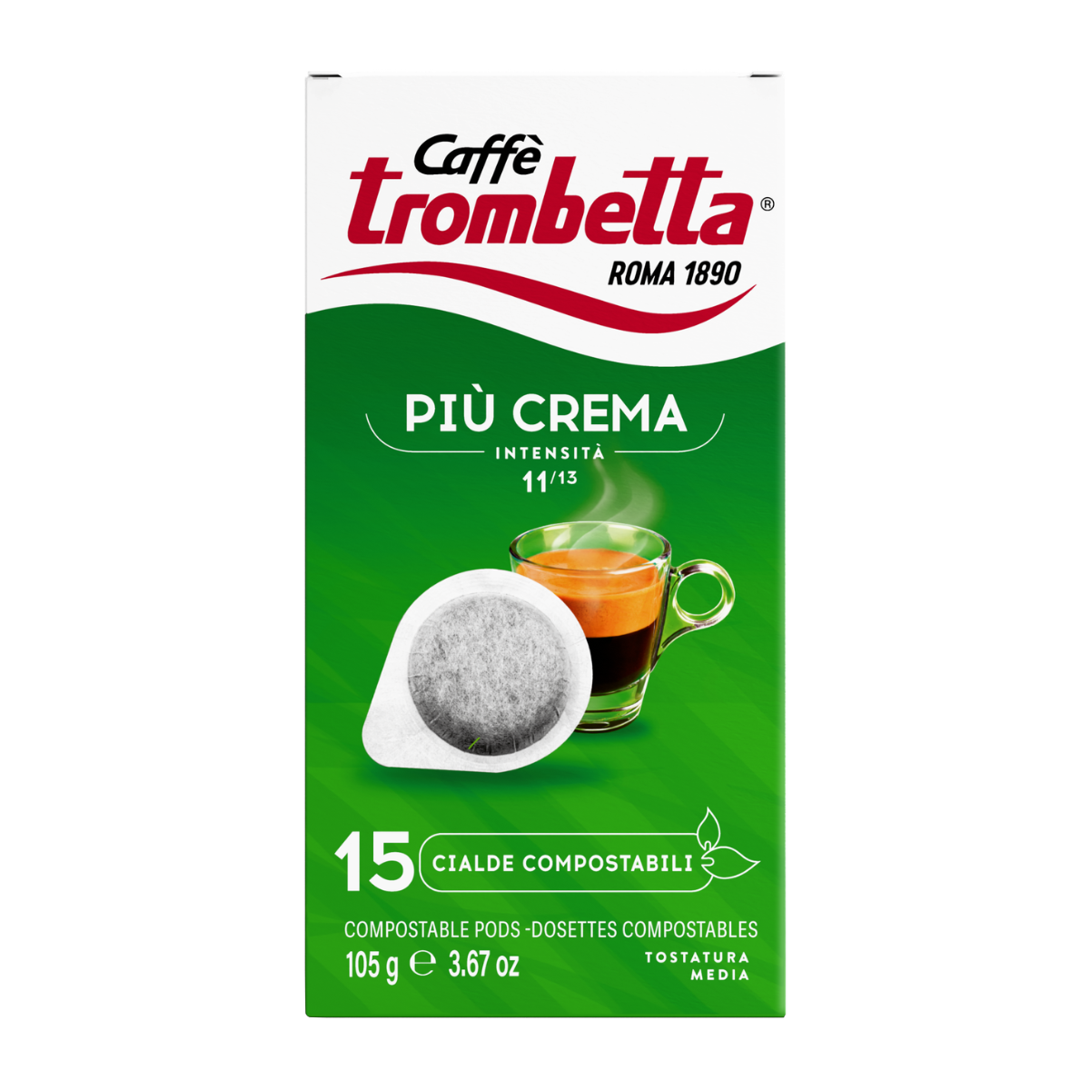 caff-trombetta-pi-crema-dosettes-ese-compostables-180-dosettes-12x15 image 1