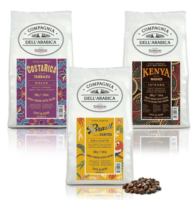 caff-corsini-compagnia-dell-arabica-caf-en-grains-costa-rica-br-sil-kenya-3-x-25 image 1