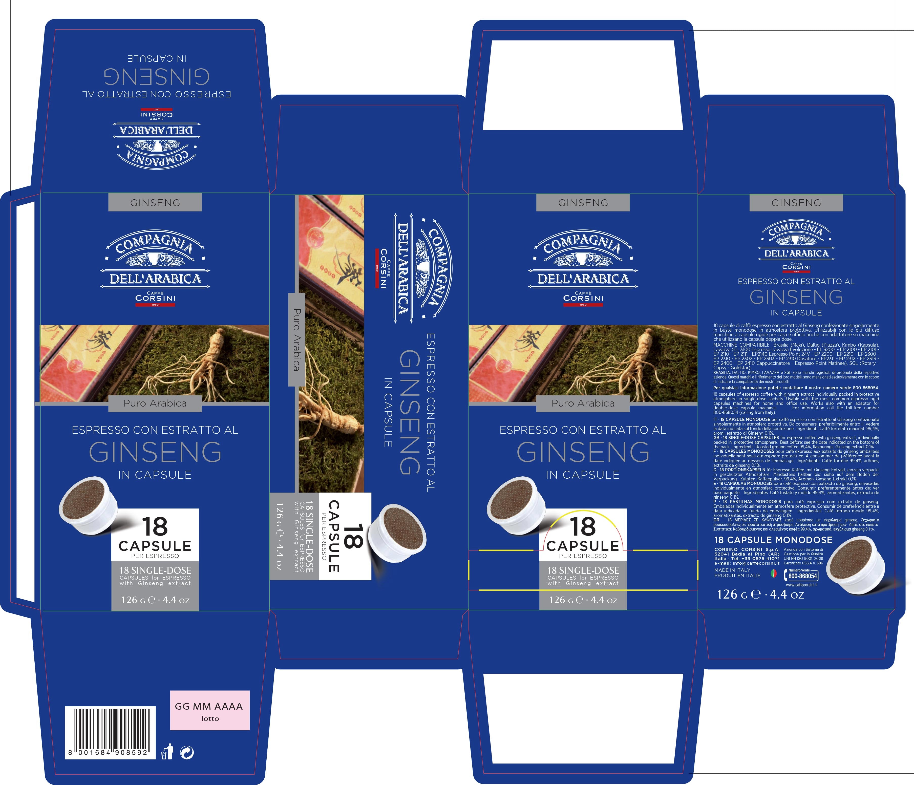 caff-corsini-capsules-de-caf-au-ginseng-compatibles-lavazza-espresso-point-18-pi image 2