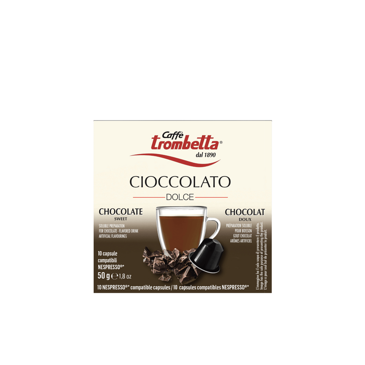 caff-trombetta-l-espresso-cioccolato-40-capsules-compatibles-nespresso image 1
