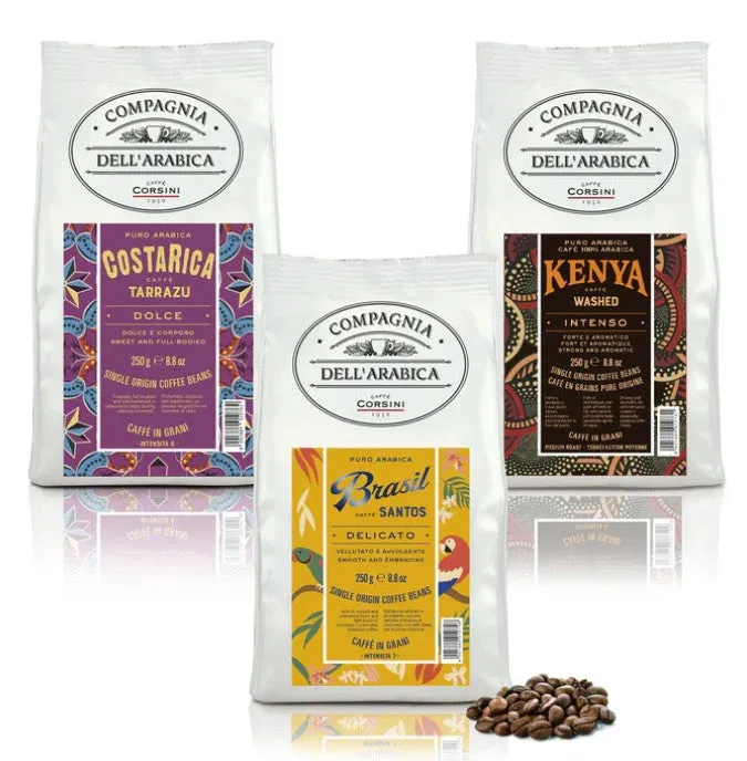 caff-corsini-compagnia-dell-arabica-caf-en-grains-costa-rica-br-sil-kenya-3-x-25 image 1