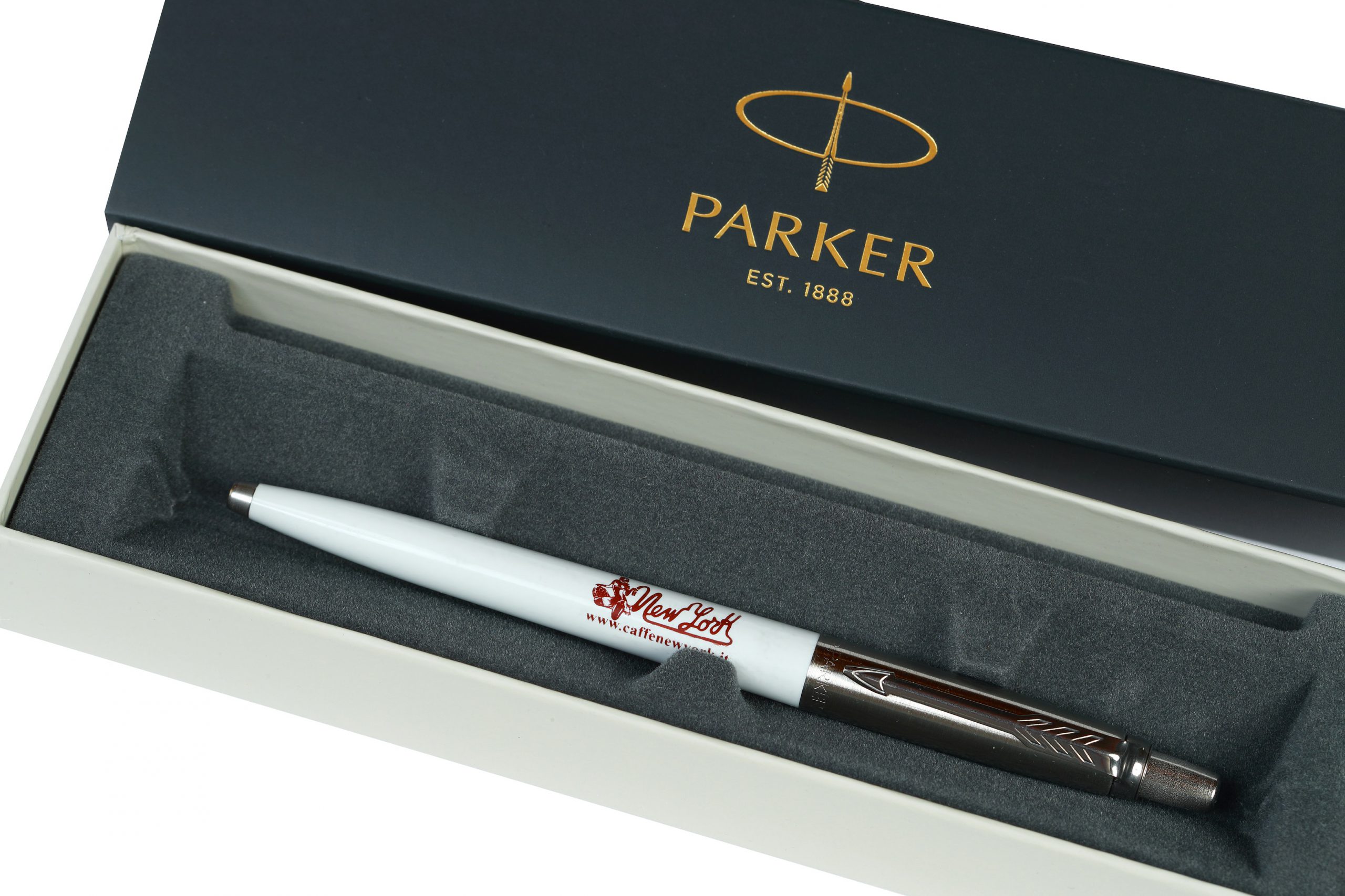 caff-new-york-x-parker-stylo-bille-blanc-avec-logo image 1