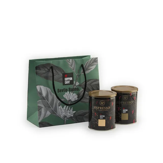 goppion-caff-espresso-di-piantagione-csc-coffret-shopper-2-bo-tes-250g-caf-moulu image 1