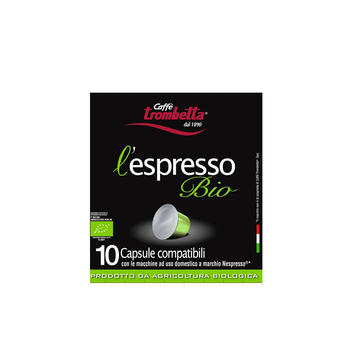 caff-trombetta-l-espresso-biologico-80-capsules-compatibles-nespresso-8-x-10 image 1