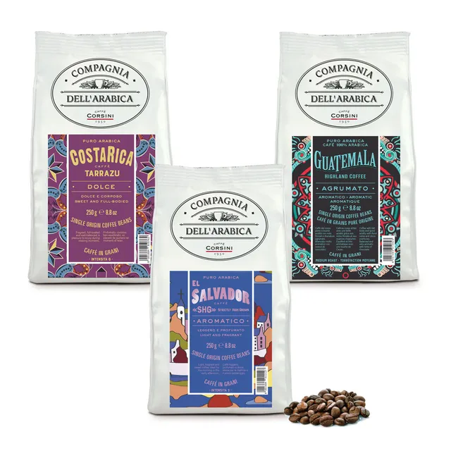 caff-corsini-viaggio-in-centro-america-caf-en-grains-100-arabica-3x250-g-costa-r image 1