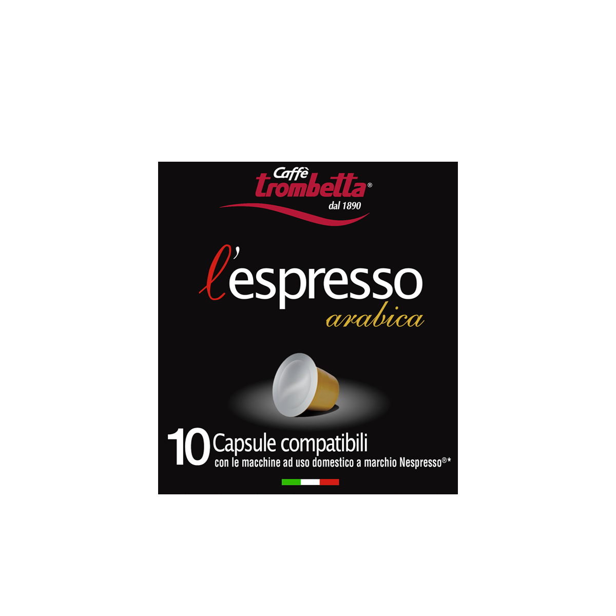 caff-trombetta-l-espresso-arabica-80-capsules-compatibles-nespresso-8-x-10 image 1