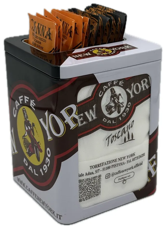 caff-new-york-porte-serviettes-m-tal-blanc-et-noir-avec-porte-sucre image 1