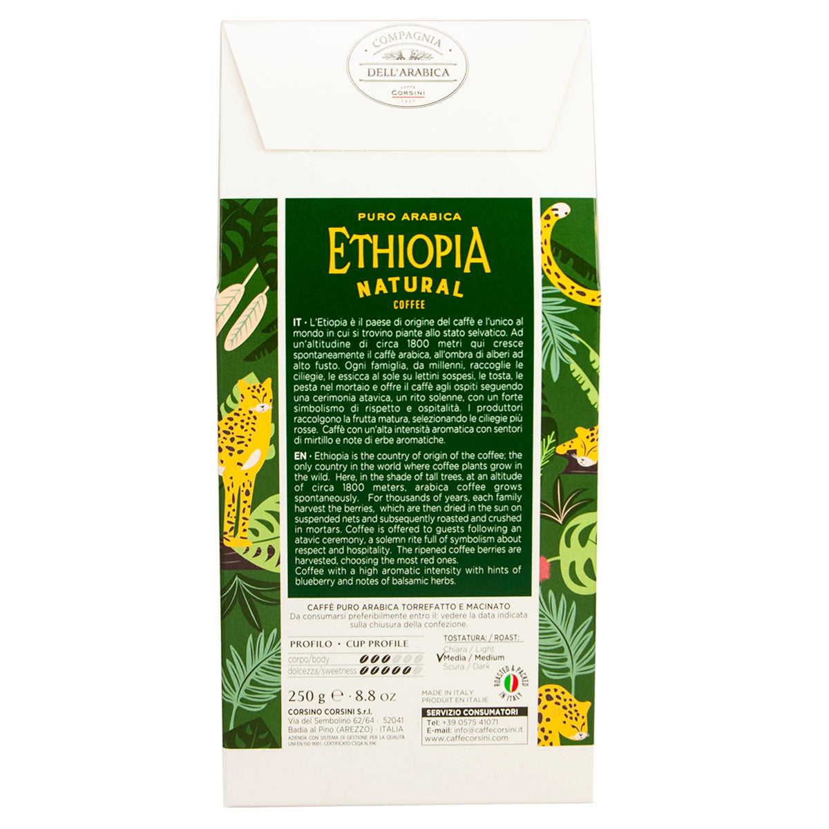 caff-corsini-ethiopia-natural-100-arabica-caf-moulu-250g-carton-de-12 image 2
