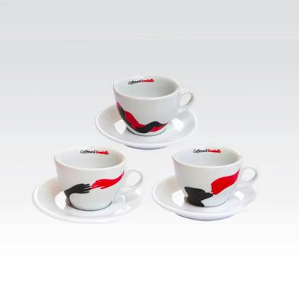 caff-trombetta-tazzine-piattini-service-6-tasses-espresso-en-c-ramique image 1