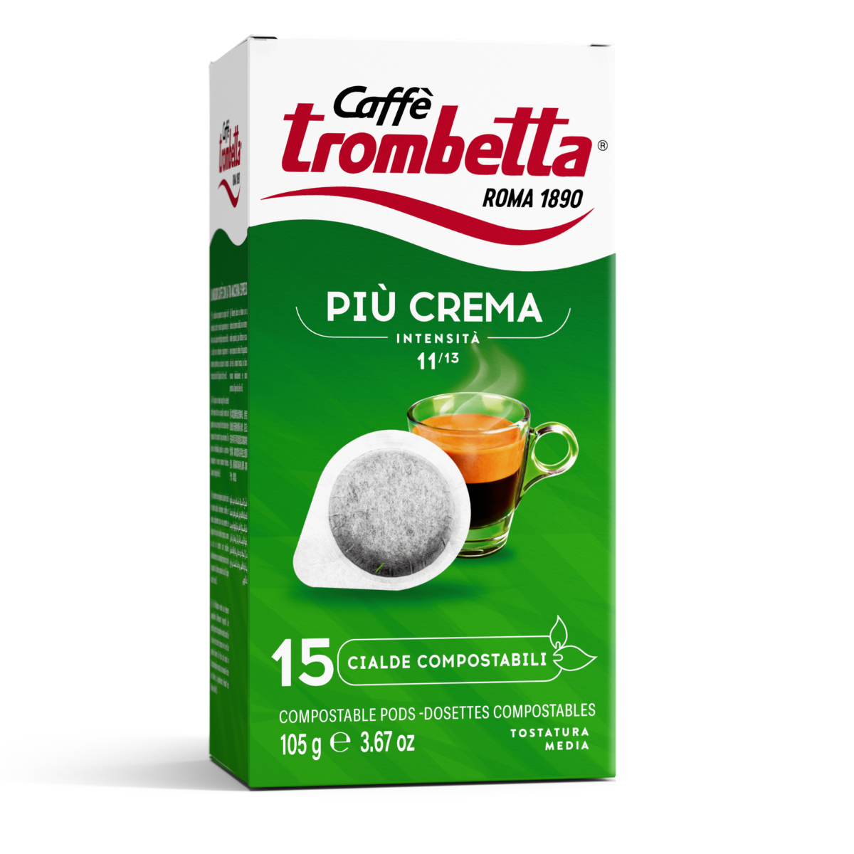 caff-trombetta-pi-crema-dosettes-ese-compostables-180-dosettes-12x15 image 2