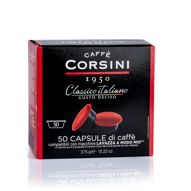 caff-corsini-classico-italiano-50-capsules-compatibles-lavazza-a-modo-mio-carton image 1