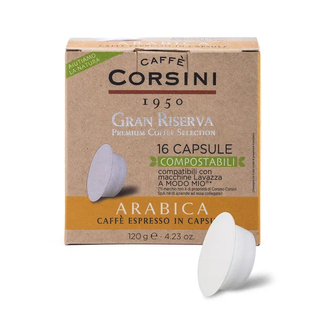 caff-corsini-gran-riserva-arabica-16-capsules-compostables-compatibles-lavazza-a image 1